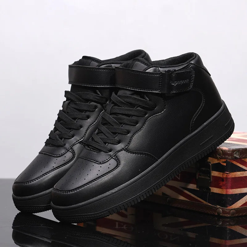 Men's High-Top Sneakers White Breathable Sports Shoes Slip-On Mesh Inner Height Increase for Couples  Air Shoes