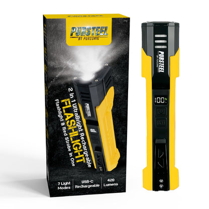Emergency Prep Bundle: Pursonic 2-in-1 Ultra Bright Flashlight & LED Fast Charging Power Bank
