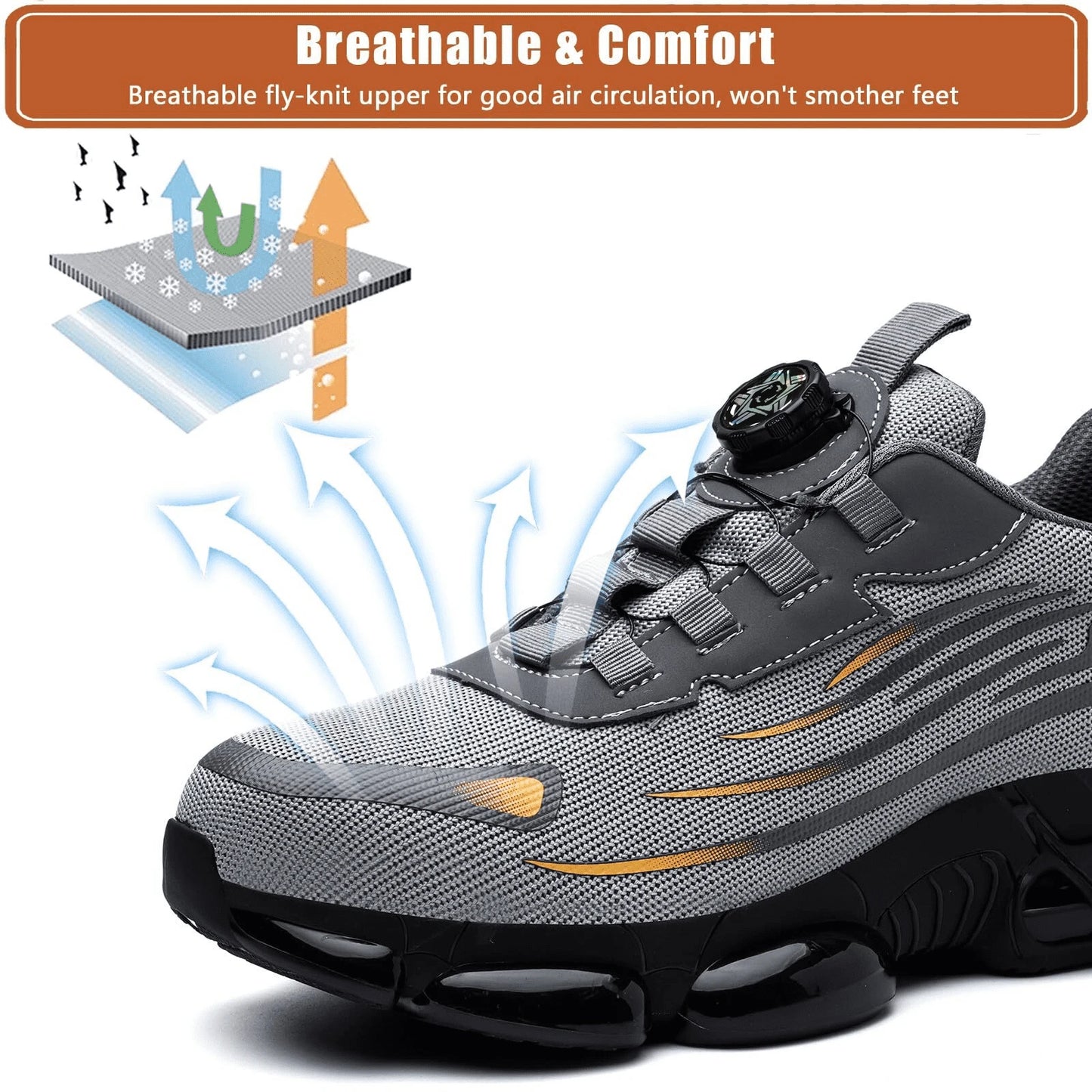 Indestructible Steel Toe Protective Safety Shoes Slip Resistant Abrasion Resistant Work Shoes Men Tough Comfortable Sneaker ﻿