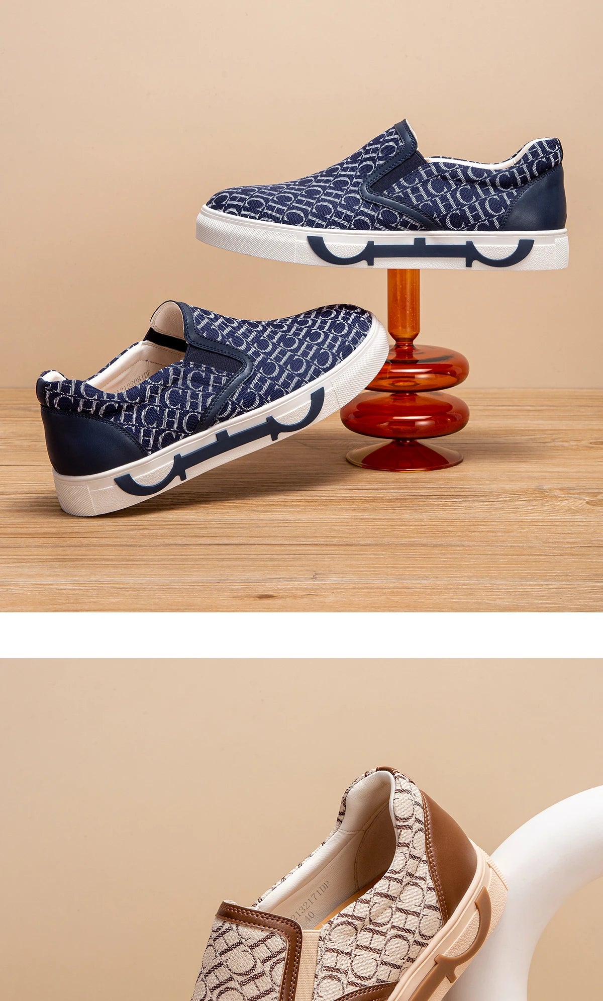 Shoes For Man Loafers Breathable cloth upperLeather elasticized adjustable mouthCH lettersLuxury brand men's shoes