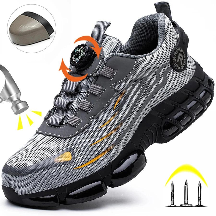 Indestructible Steel Toe Protective Safety Shoes Slip Resistant Abrasion Resistant Work Shoes Men Tough Comfortable Sneaker ﻿