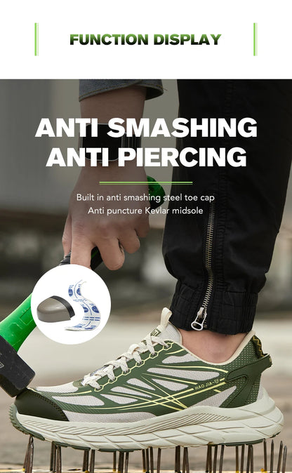 Lightweight Steel toe Shoes Work Sneakers Safety Shoes Men Anti-smash Anti puncture Indestructible shoes Security Breathable