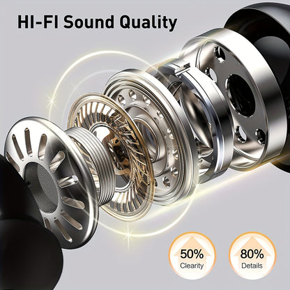 True Wireless Earbuds with Mic | LIFEBEE TWS In-Ear Headphones with ENC Noise Cancelling, LED Display Charging Case, Sport Earhook, Stereo Sound, Wireless Running Earbuds for Adults