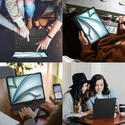 Tablet Turns Into A Laptop In Seconds With Multiple Support Options, Swivel Keyboard Case For Apple IPad Air 11 Inch 2024 & IPad Pro 11-inch (4th/3rd/2nd/1st) & IPad Air 5th 4th Generation; Rotatable Cover With Pencil Holder,