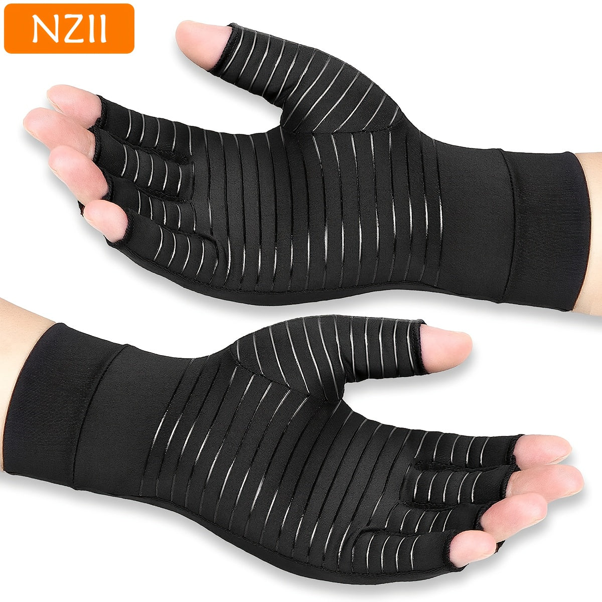 Unisex Half Finger Gloves, Copper Compression Gloves, For Hands Joint Support, Cycling, Biking, Driving, Exercise, Training & Fitness