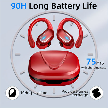 LIFEBEE New Wireless Earbuds for Running Sports, Wireless Earphones with Earhooks Pure Bass Sound, Over Ear Headphones with Dual-LED Display, Noise Cancelling Headset Earphones Built-in Microphone