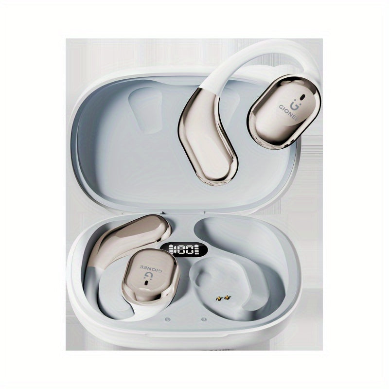 Gionee001True Wireless Earbuds With Mic, TWS In-Ear Headphones With ENC Noise Cancelling Mic, Sport Earhook Headset, Stereo In Ear Headphones With LED Display Charing Case, Wireless Running Sports Earbuds Earhook