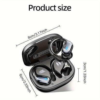 LIFEBEE New Wireless Earbuds for Running Sports, Wireless Earphones with Earhooks Pure Bass Sound, Over Ear Headphones ENC Noise Cancelling with Dual-LED Display, Earphones Built-in Microphone