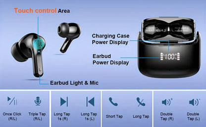 LIFEBEE Wireless Earbuds LED Power Display with Wireless Charging Case In-Ear Earbuds
