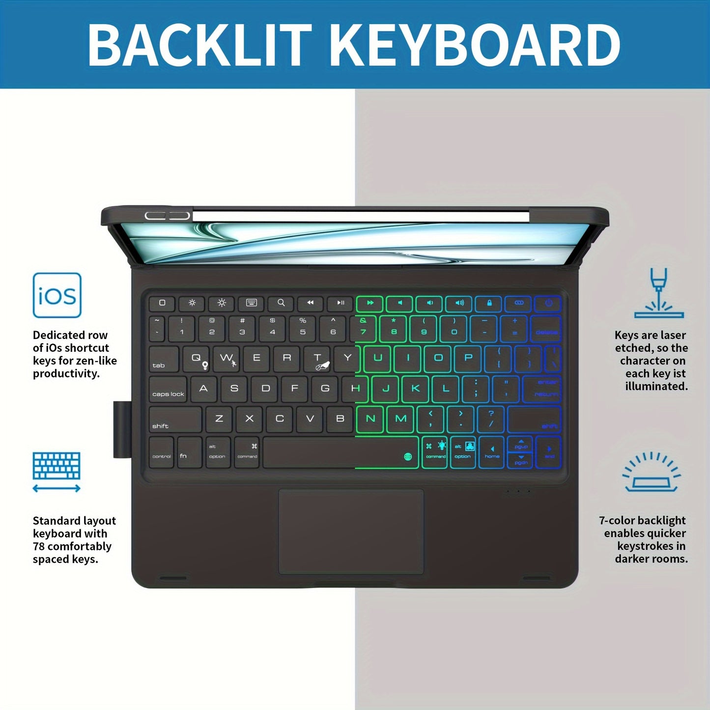 Tablet Turns Into A Laptop In Seconds With Multiple Support Options, Swivel Keyboard Case For Apple IPad Air 11 Inch 2024 & IPad Pro 11-inch (4th/3rd/2nd/1st) & IPad Air 5th 4th Generation; Rotatable Cover With Pencil Holder,