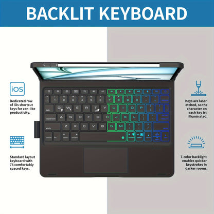 Tablet Turns Into A Laptop In Seconds With Multiple Support Options, Swivel Keyboard Case For Apple IPad Air 11 Inch 2024 & IPad Pro 11-inch (4th/3rd/2nd/1st) & IPad Air 5th 4th Generation; Rotatable Cover With Pencil Holder,